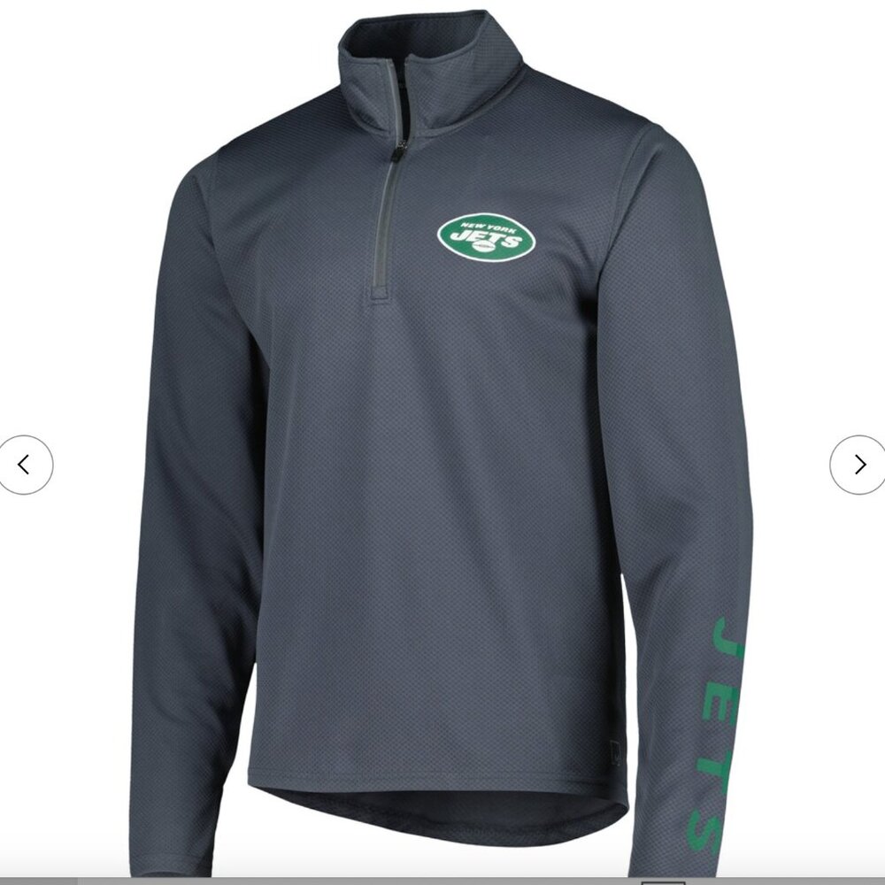 NWT Men's MSX by Michael Strahan Charcoal New York Jets Half-Zip Pullover XL